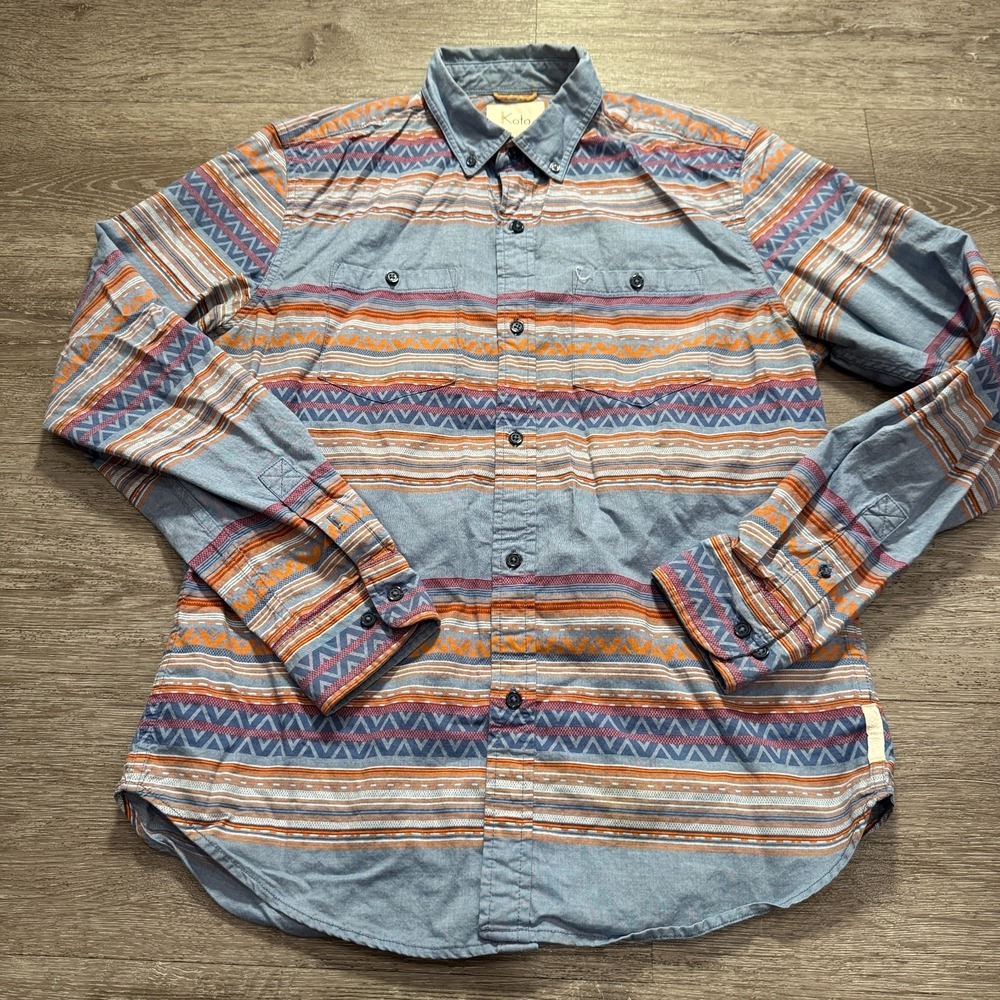 Koto Shirt Mens Medium Southwest Aztec Nordic Fair Isle Button Down Rockabilly